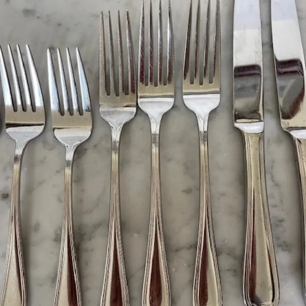 REED & BARTON Select Oval Thread Stainless Steel Flatware 12 Pieces